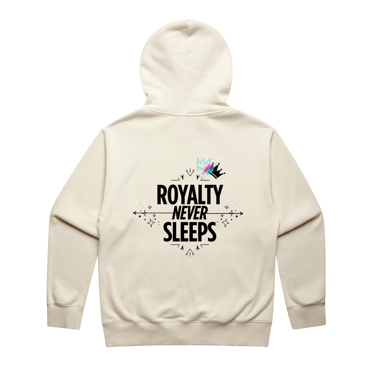 Royalty Never Sleeps Zipped Hoodie - Ecru